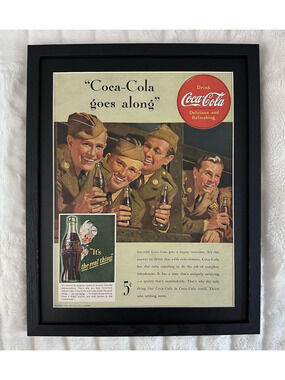 Framed 1942 Coca Cola WW II Advertisement Military Service Men Coke Vtg Print Ad